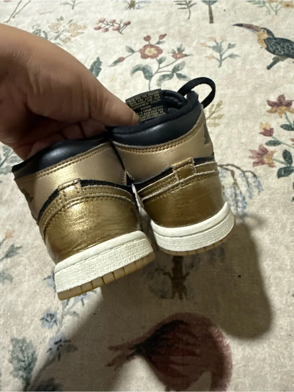 Nike Kids Black and Metallic Gold High-Top Sneakers 9C